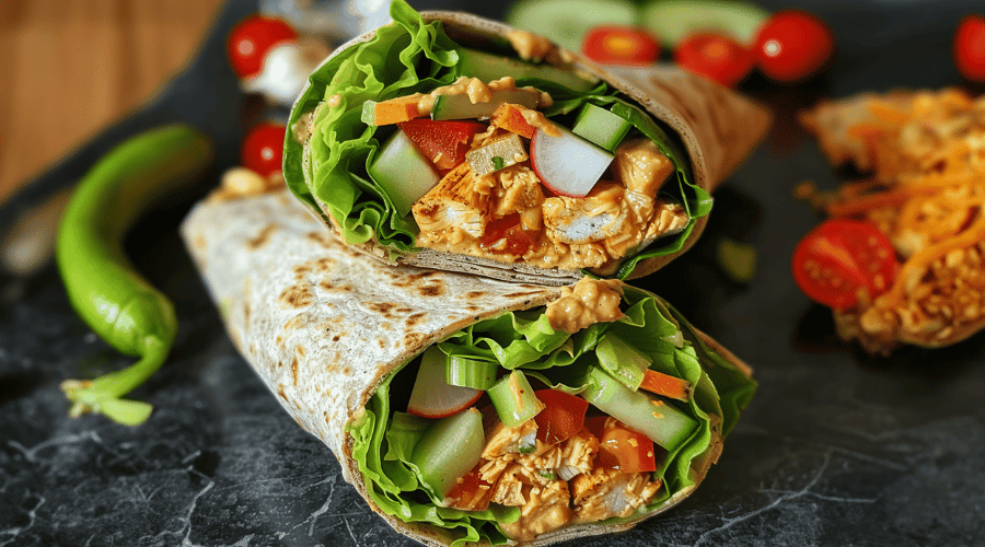 Gezonde Makkelijke Lunch wrap_met_salade_en__vega__kip