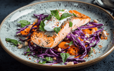 Gebakken Zalm met Salade van Rodekool: Een Favoriete Gezonde Maaltijd voor 4